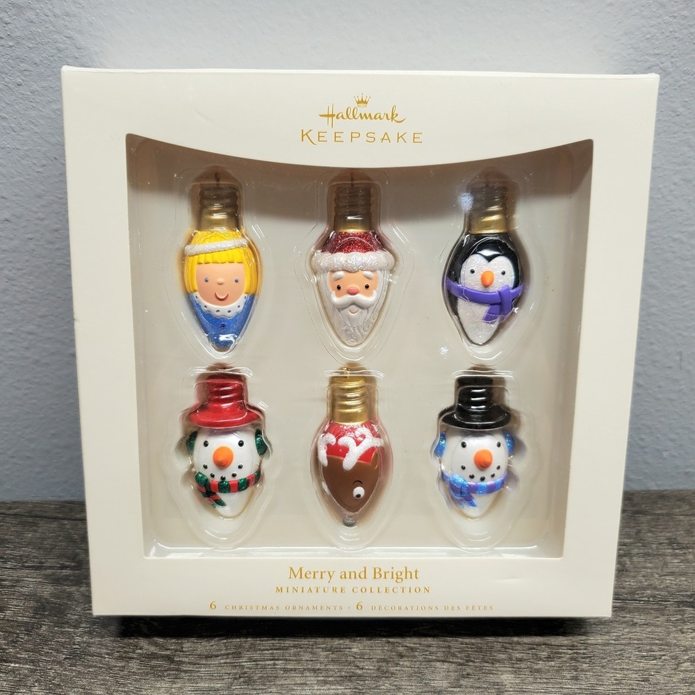 Vtg Hallmark Keepsake 2006 Merry and Bright Miniature Ornaments Set of‎ 6 NEW